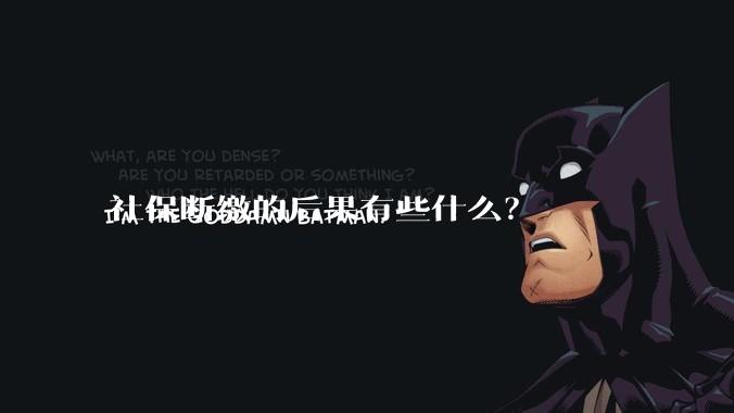 社保断缴的后果有些什么？